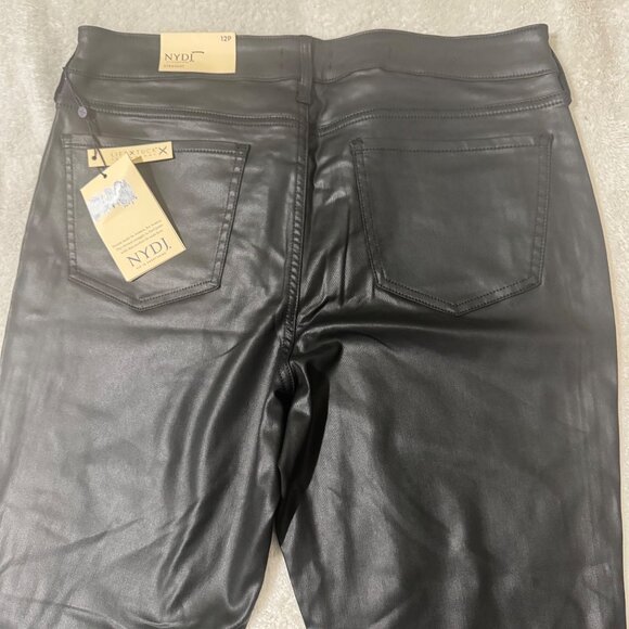 NYDJ Marilyn Straight Black Coated Jeans Lift Tuck Technology 12P stretch zip - Picture 10 of 16